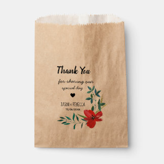 Elegant Modern Floral Wedding Thank You Favor Bag