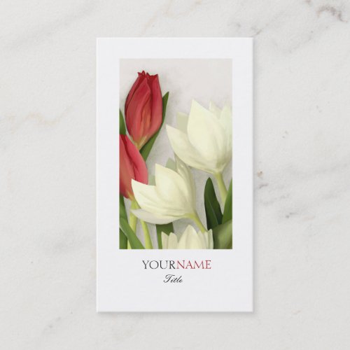 Elegant Modern Floral White Border Business Card