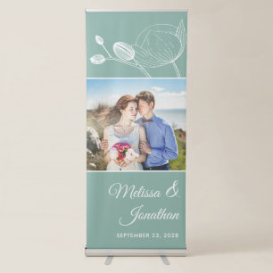 Elegant modern floral white orchids wedding photo retractable banner