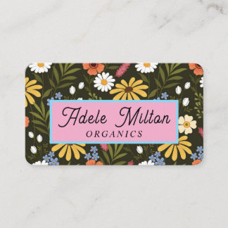 Elegant Modern Floral Yellow Green Colorful Business Card