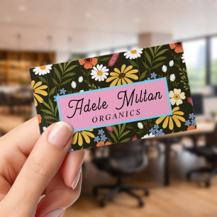 Elegant Modern Floral Yellow Green Colorful Clear Business Cards