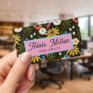 Elegant Modern Floral Yellow Green Colorful Clear Business Cards