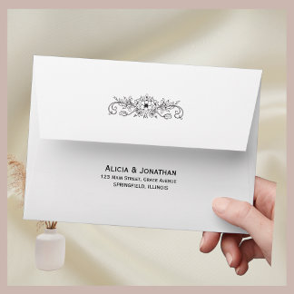 Elegant Modern Flourish Wedding Envelope