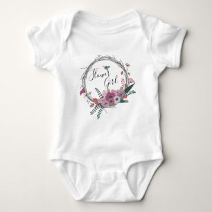 Elegant & modern flower wreath flower girl baby bodysuit