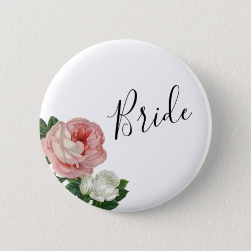 Elegant  modern flowers pink roses bride button
