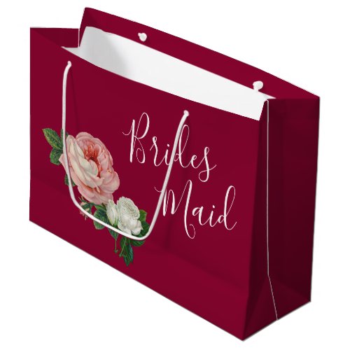 Elegant  modern flowers pink roses brides maid large gift bag