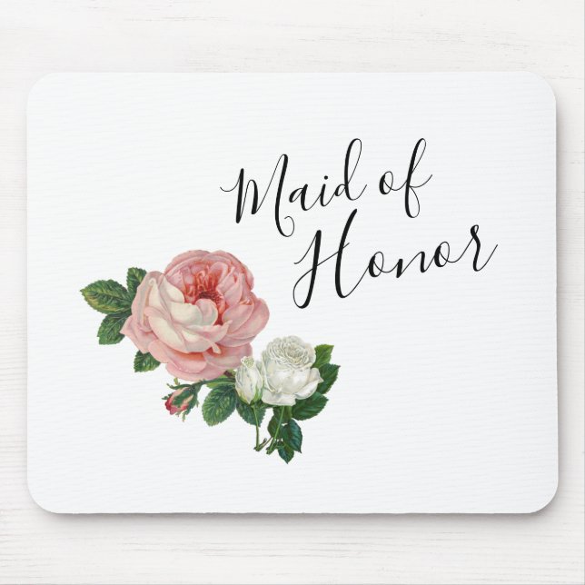 Elegant modern flowers roses maid of honor mouse pad (Front)