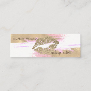 Elegant Modern  Foil Brush Stroke, Glitter Lips Mini Business Card