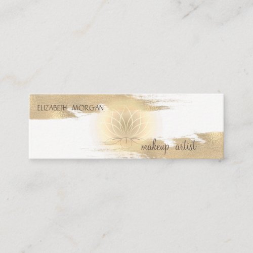 Elegant Modern  Foil Brush Stroke Gold Lotus Mini Business Card
