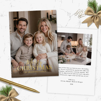 Elegant Modern Foil Photo Christmas Card