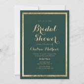 Elegant modern forest green gold Bridal Shower Invitation (Front)