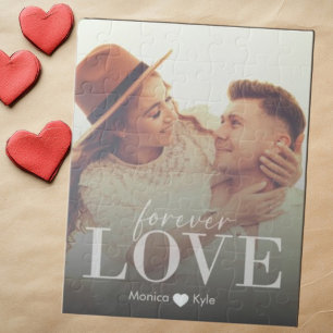 Elegant Modern Forever Love Custom Photo  Jigsaw Puzzle