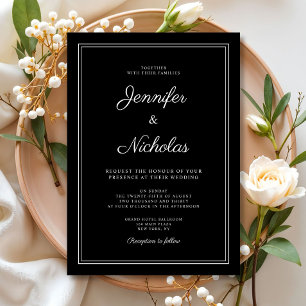 Elegant Modern Formal Black Script Wedding Invitation