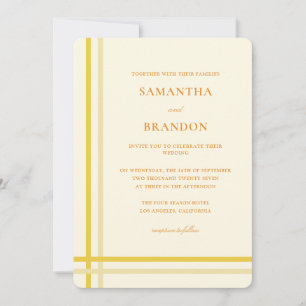 Elegant Modern Formal Script Butter Yellow Wedding Invitation