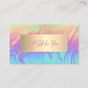Elegant Modern Frame Confetti Ombre Holographic Discount Card