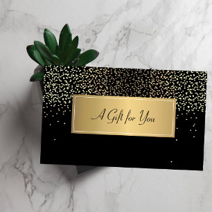 Elegant Modern Frame,Gold Confetti Black Discount Card