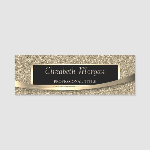 Elegant  Modern FrameStripe Glitter Name Tag
