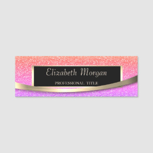 Elegant Modern, Frame,Stripe,Glitter Ombre Name Tag