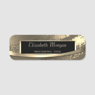Elegant Modern Frame Stripe Gold Name Tag