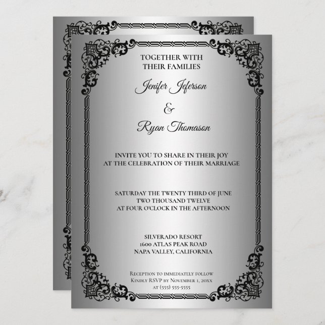 Elegant modern frame wedding Invitation (Front/Back)