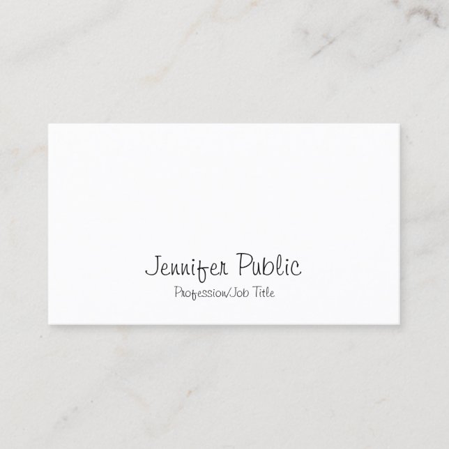 Elegant Modern Freehand Script Simple Pretty Plain Business Card (Front)