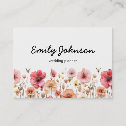 Elegant modern fresh pressed meadow flowers business card