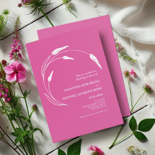 Elegant Modern Fuchsia Pink Wedding Invitation