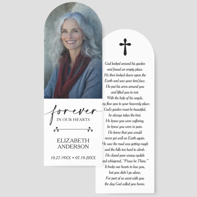 Elegant Modern Funeral Memorial Photo Bookmarks (Front & Back)