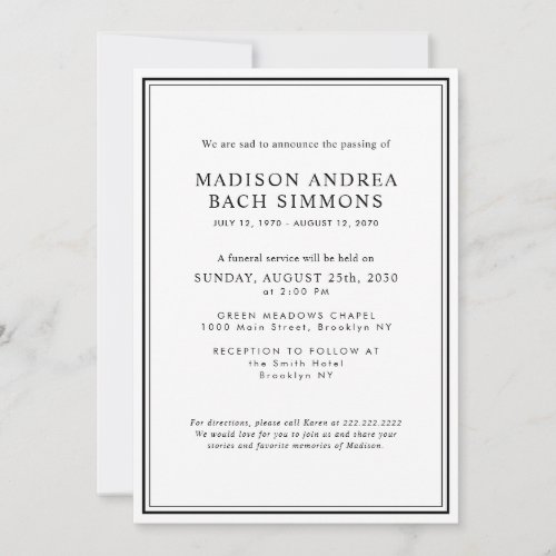 Elegant Modern Funeral Service Celebration of Life