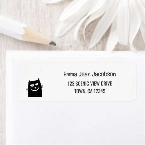 Elegant Modern Funny Cat Grin Return Address  Label