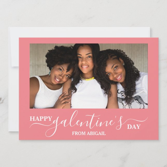 Elegant Modern galentine's day Best Friends photo Holiday Card (Front)