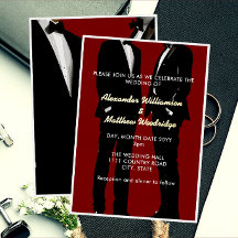 Elegant Modern Gay Men Burgundy Wedding Gold