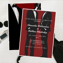 Elegant Modern Gay Men Burgundy Wedding