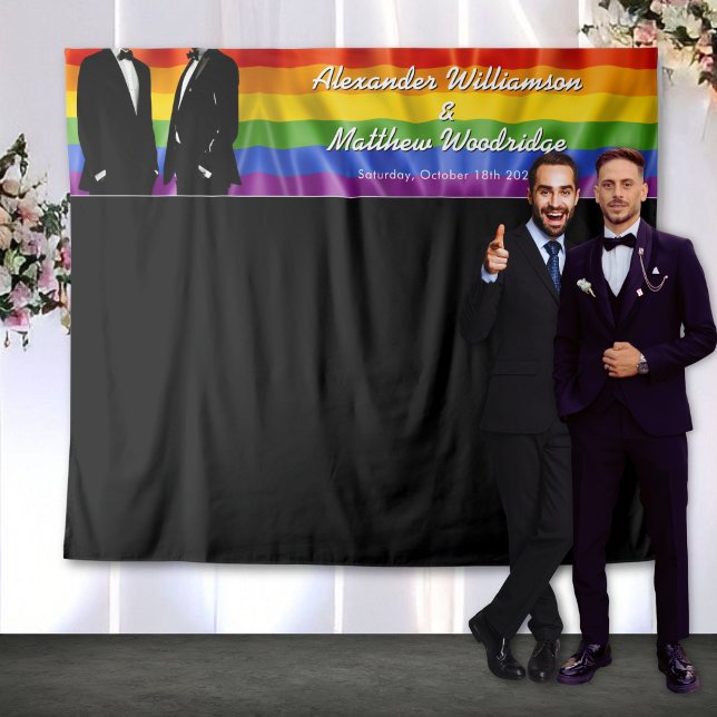 Elegant Modern Gay Men Rainbow Wedding Backdrop (Creator Uploaded)