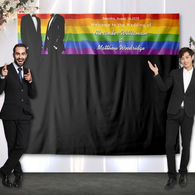 Elegant Modern Gay Men Rainbow Wedding Backdrop (Creator Uploaded)
