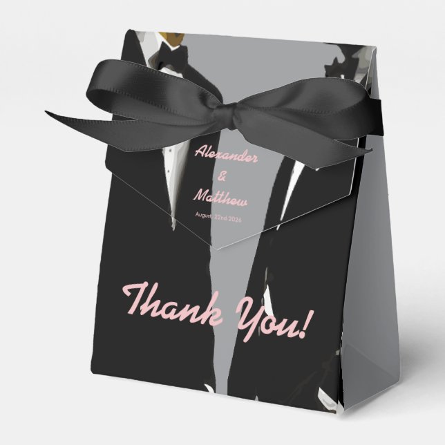 Elegant Modern Gay Men Wedding Favor Boxes (Front Side)