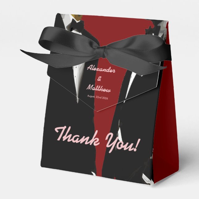 Elegant Modern Gay Men Wedding Favor Boxes (Front Side)