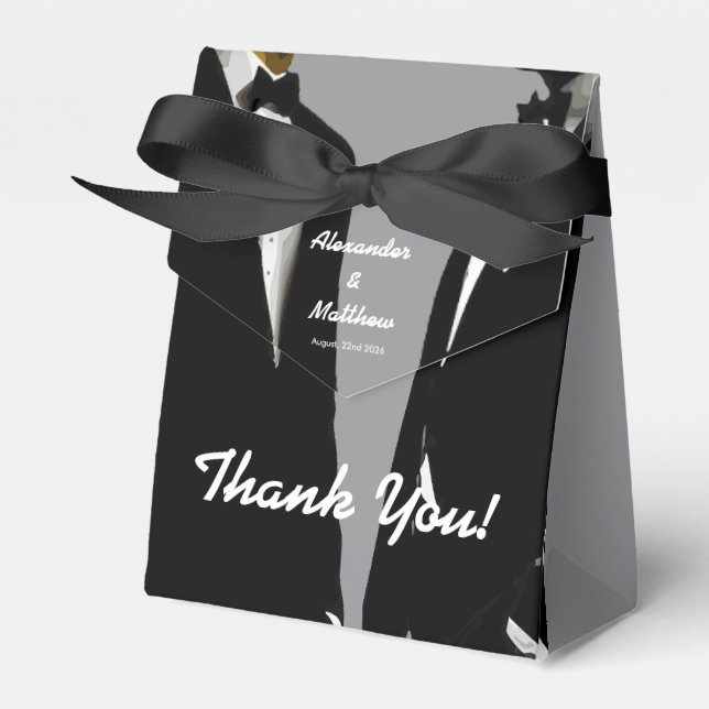Elegant Modern Gay Men Wedding Favor Boxes (Front Side)