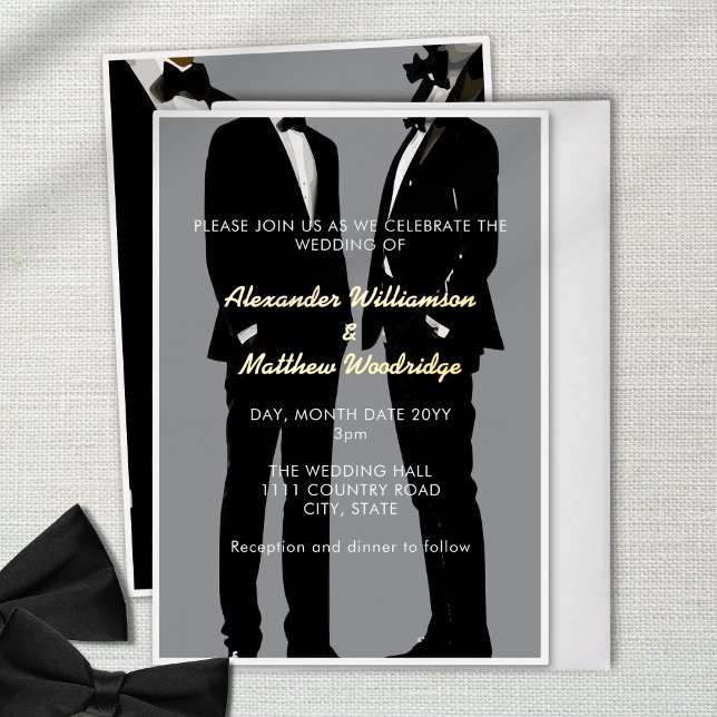 Elegant Modern Gay Men Wedding Foil Invitation (Creator Uploaded)