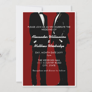 Elegant Modern Gay Men Wedding Invitation
