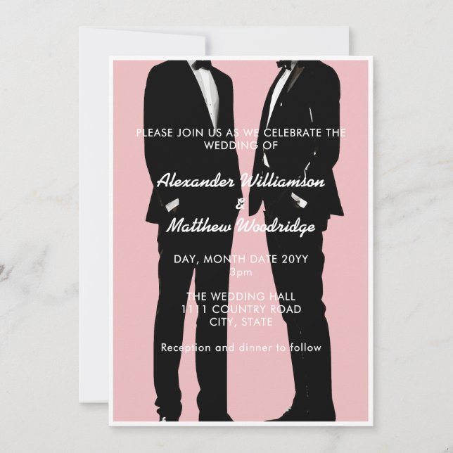 Elegant Modern Gay Men Wedding Invitation (Front)