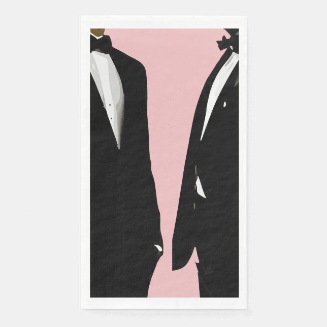 Elegant Modern Gay Men Wedding Paper Guest Towels (Front)