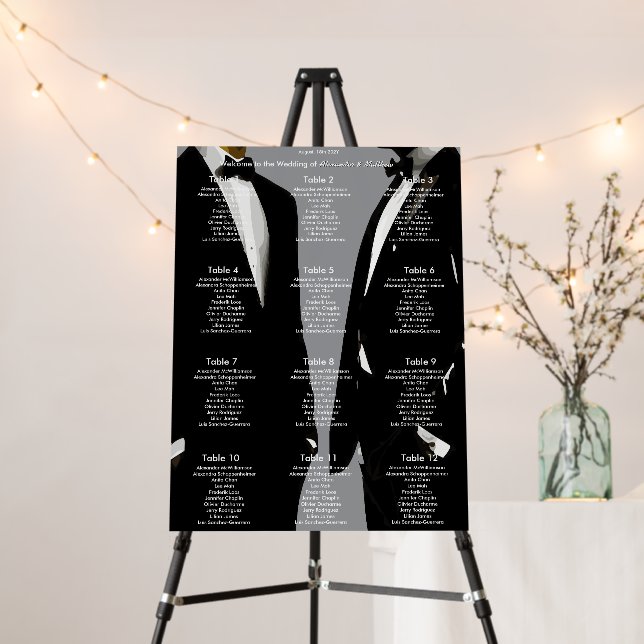Elegant Modern Gay Men Wedding Rainbow Chart  Foam Board (In Situ (Stand))