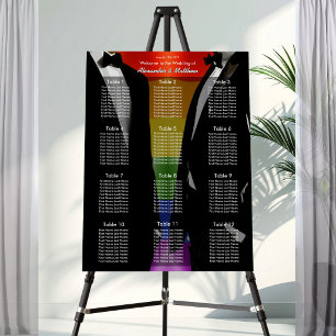Elegant Modern Gay Men Wedding Rainbow Chart  Foam Board