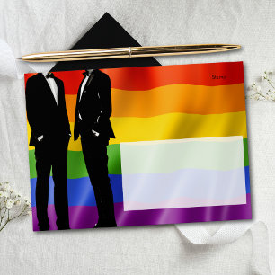 Elegant Modern Gay Men Wedding Rainbow Envelope