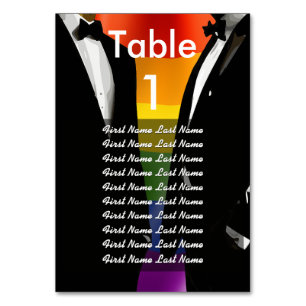 Elegant Modern Gay Men Wedding Rainbow Guest List Table Number