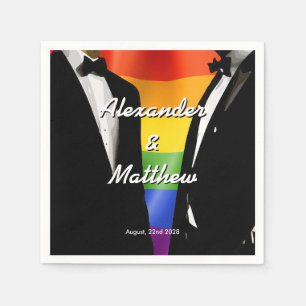 Elegant Modern Gay Men Wedding Rainbow Napkins