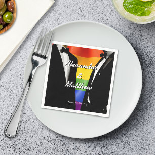 Elegant Modern Gay Men Wedding Rainbow Napkins