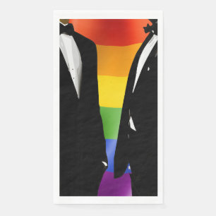 Elegant Modern Gay Men Wedding Rainbow Paper Guest Towels