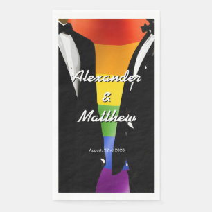 Elegant Modern Gay Men Wedding Rainbow Paper Guest Towels